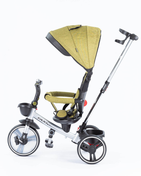 Dreirad Kinderwagen TAXI Buggy 2-in1 Grün  / Silber für Kinder ab 1 Jahr Sonnenschutzdach