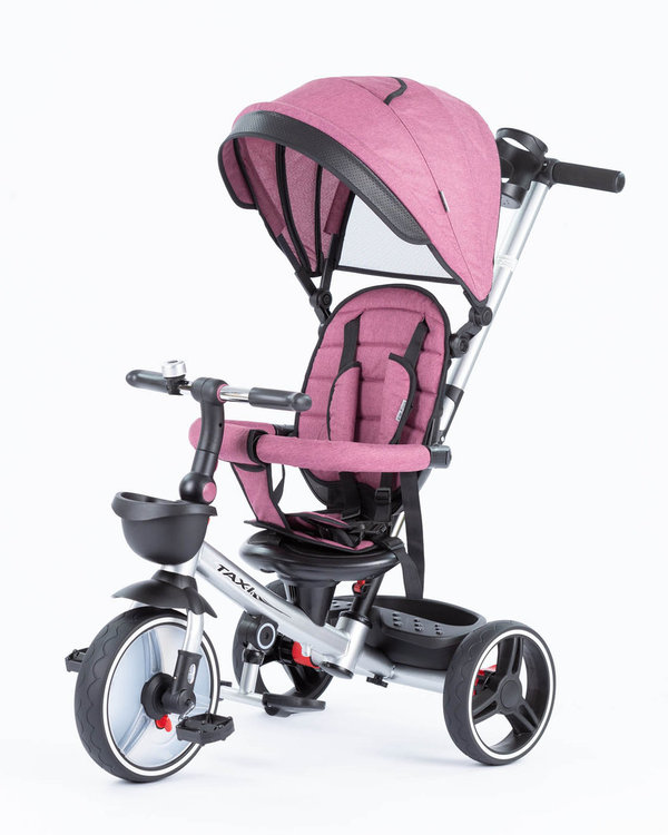 Dreirad Kinderwagen TAXI Buggy 2-in1 Burgund / Silber für Kinder ab 1 Jahr Sonnenschutzdach