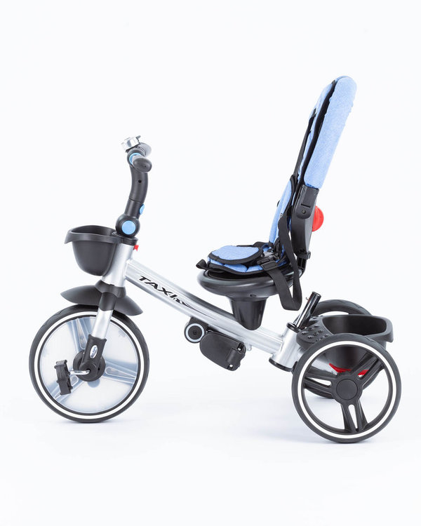 Dreirad Kinderwagen TAXI Buggy 2-in1 Blau / Silber für Kinder ab 1 Jahr Sonnenschutzdach