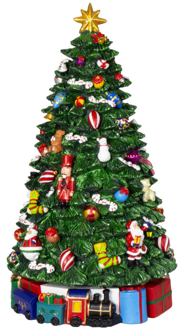 Spieluhr Weihnachtsbaum Elektrisch mit LED-Beleuchtung - Handgefertigt ca. 35cm