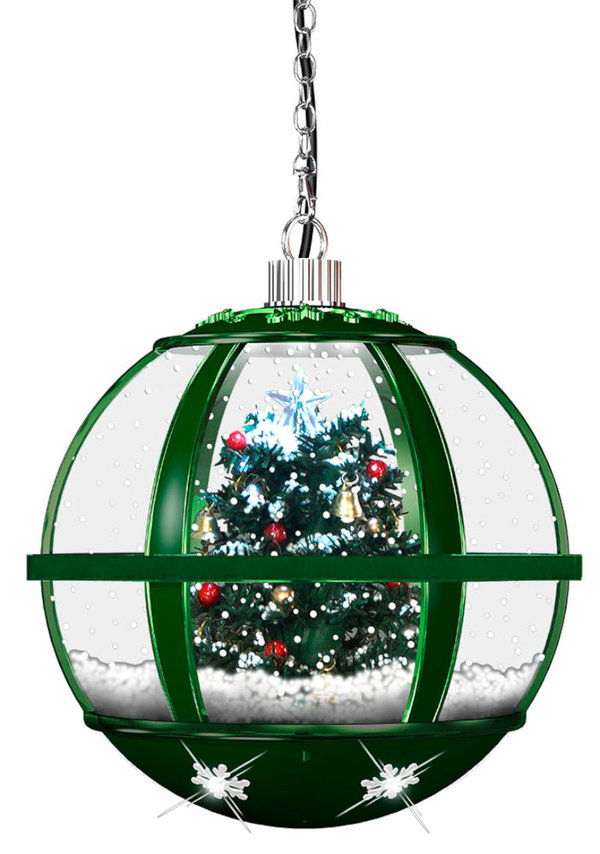 Schneiende Hänge Laterne mit Weihnachtsbaum - dezente LED-Beleuchtung und Musik ca. 35 cm