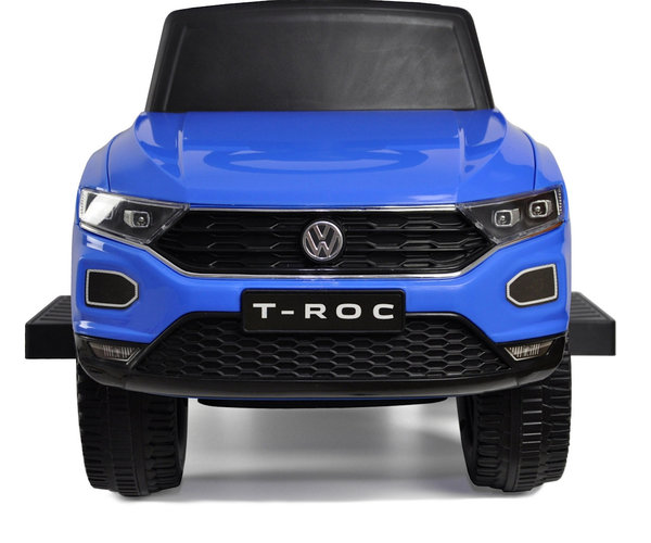 Kinder Rutschauto VW T-ROC in Blau ab 1 Jahr mit Soundeffekten Führungsstange und Kippschutz