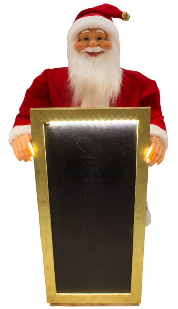 Nikolaus / Weihnachtsmann Santa Claus mit LED-beleuchteter Kreidetafel - Handgemacht ca. 91cm