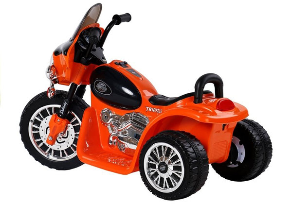Kindermotorrad Tricycle Police Chopper Orange elektrisch 6V Elektromotorrad Kinder