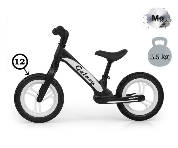 Laufrad Balance Bike GX in Schwarz 12 Zoll-EVA-Räder Magnesiumrahmen ab 3 Jahren