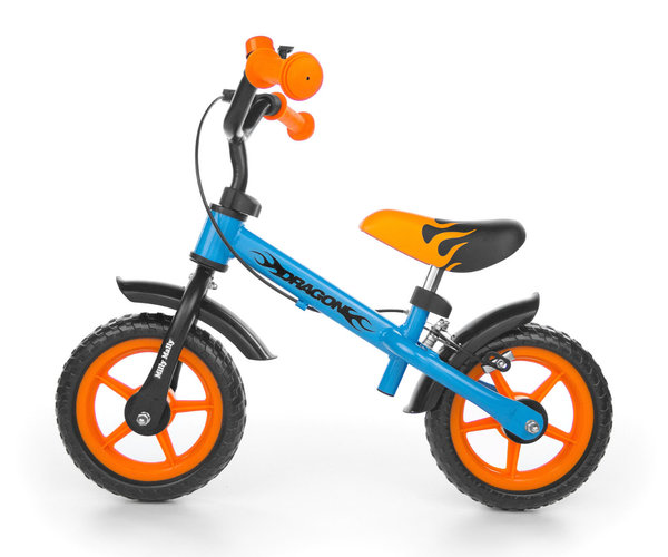 Laufrad Balance-Bike DX in Orange-Blau mit 10 Zoll Reifen und Hinterradbremse ab 2 Jahren