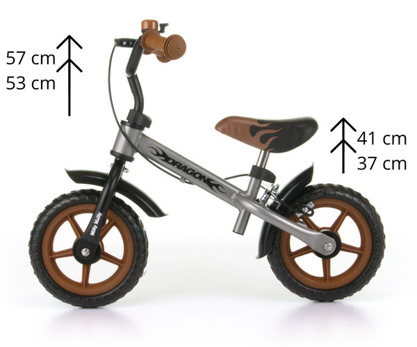 Laufrad Balance-Bike DX Classic mit 10 Zoll Reifen und Hinterradbremse ab 2 Jahren