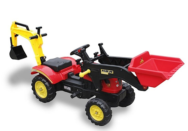Tretauto Traktor N1 mit Frontlader und Bagger in Rot ab 3 Jahren Kinderauto