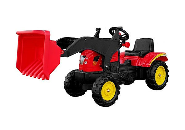 Tretauto Traktor H1 PROFI mit Anhänger und Frontlader-Bagger Rot 165 cm ab 3 Jahren