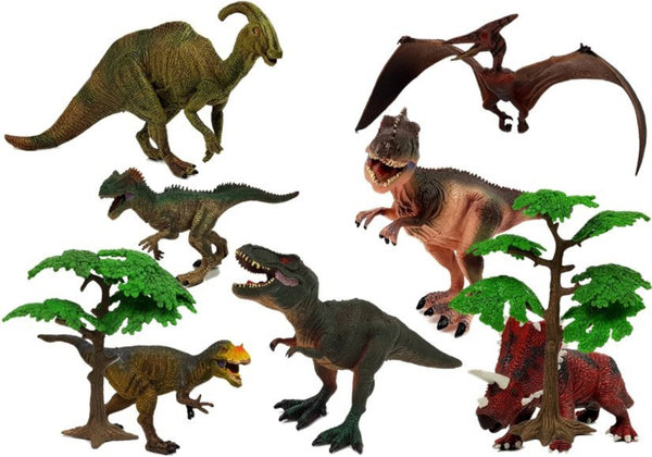 Großes Dinosaurier Set Nr. 1 mit 8 Modellen und 2 Bäumen