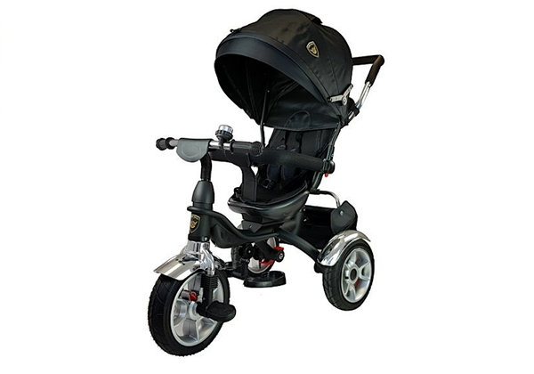 Dreirad Kinderwagen Buggy P500 Premium Two-in-One Schwarz ab 1 Jahr Luftreifen und Sonnenschutz