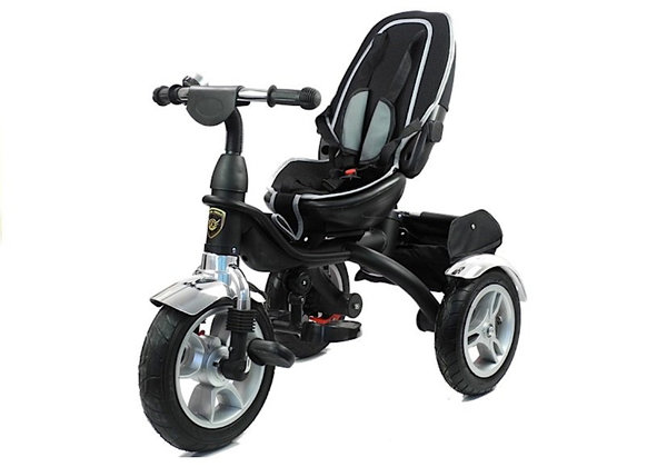 Dreirad Kinderwagen Buggy P500 Premium Two-in-One Silber ab 1 Jahr Luftreifen und Sonnenschutz