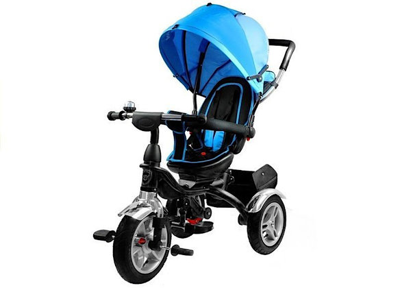 Dreirad Kinderwagen Buggy P500 Premium Two-in-One Blau ab 1 Jahr Luftreifen und Sonnenschutz