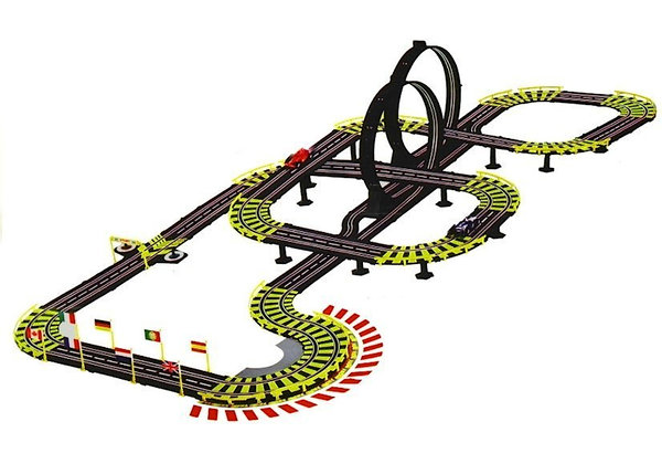 Autorennbahn Mega Track Classic Racing über 11 m Rennbahn mit Loopings Set