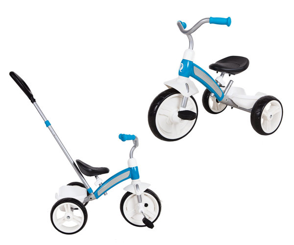 Dreirad QE1-Plus Tricycle in Blau Bike mit Führungsstange für Kinder ab 1 Jahr