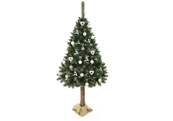 Künstlicher Christbaum Kiefer Weihnachtsbaum mit Echtholz-Stamm 180 cm Schneeoptik
