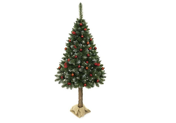 Künstlicher Christbaum Kiefer Weihnachtsbaum mit Echtholz-Stamm 220 cm Schneeoptik