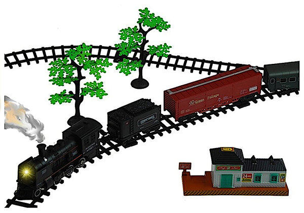 Klassische Eisenbahn Dampflok mit Licht Dampf und Zubehör Modellbahn