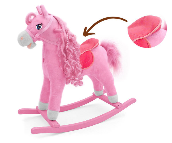 Schaukelpferd Princess Pony Schaukeltier in Pink lockige Mähne mit Sound