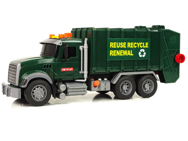 Spielzeug LKW Müllabfuhr Müll-Laster mit Tonnen Licht und Sound